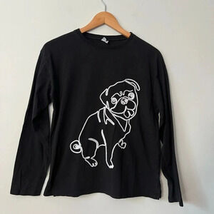 Zara Girls Pug Threaded Long Sleeve Top Size 13-14